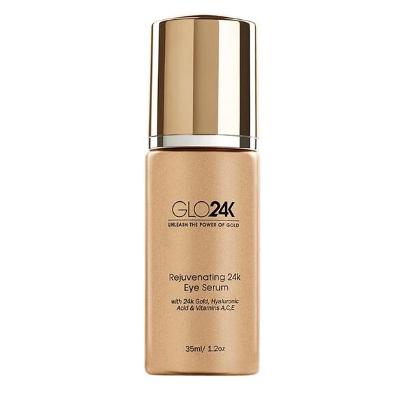 GLO24K EYE SERUM MINIMIZES FINE LINES, PUFFINESS, AND DARK CIRCLES, CROW'S FEET - Picture 1 of 6